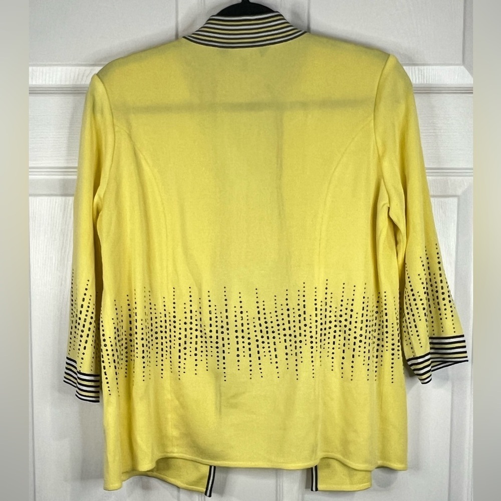 Ming Wang knitwear cardigan - yellow/black/white with dotted pattern - Sz Small - Picture 2 of 6